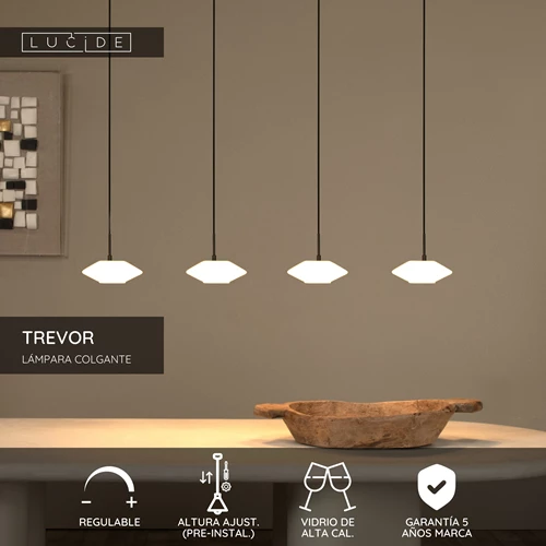 Lucide TREVOR - Lámpara colgante - 4xG9 - Ópalo - USP